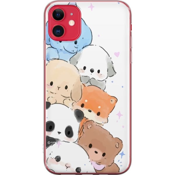 Kompatibelt Mobildeksel til Apple iPhone 11 Søt stabel av kawaii-dyr i pastellfarger, sjarmerende skisset illustrasjon, perfekt for deg som liker søt