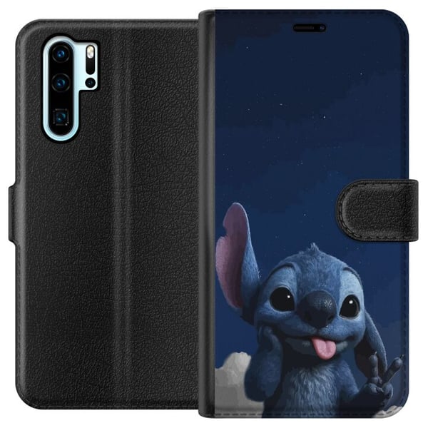Yhteensopiva Lompakkokotelo Huawei P30 Pro Stitch Disney sininen avaruusolento Lilo ja Stitch kawaii-hahmo yötaivas tähtitaivas söpö sarjakuvataide