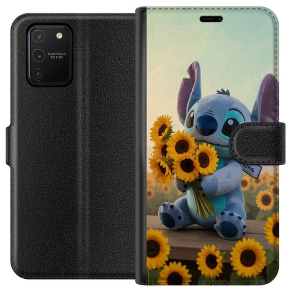 Kompatibelt Lommeboketui til Samsung Galaxy S10 Lite Disney Stitch solsikkeplakat Lilo og Stitch blå aliensolsikker søt kawaii-figur feltdesign kunst Kompatibelt Lommeboketui til Samsung Galaxy S10 Lite Disney Stitch solsikkeplakat Lilo og Stitch blå aliensolsikker søt kawaii-figur feltdesign kunst