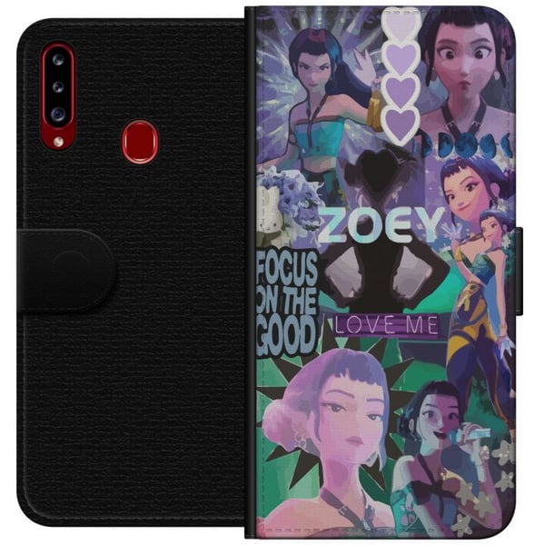 Kompatibelt Plånboksfodral till Samsung Galaxy A20s Kpop Demon Hunters Zoey Aesthetic Purple Love Me Mystic Idol Vibe