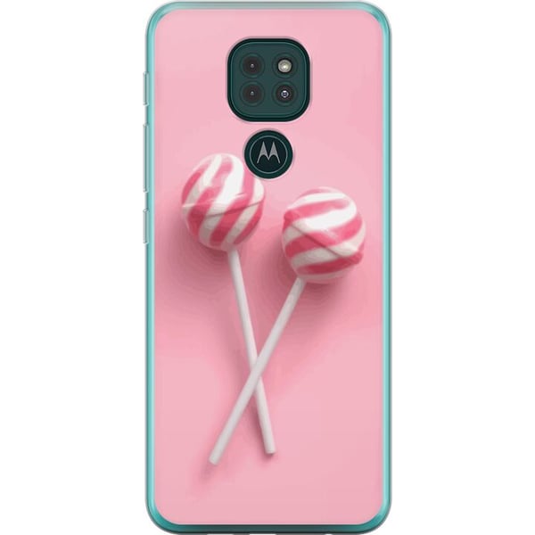 Kompatibel Mobilcover til Motorola Moto G9 Play Lyserøde slikkepinde og slikdesign – Sødt pastelmotiv til trendy accessories