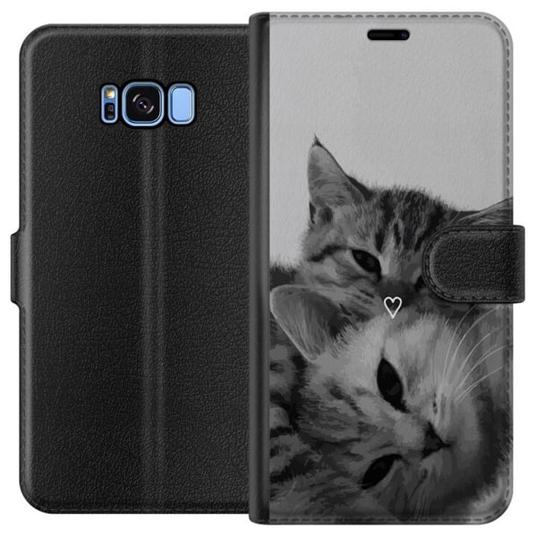 Kompatibelt Plånboksfodral till Samsung Galaxy S8 Katt Hjärta