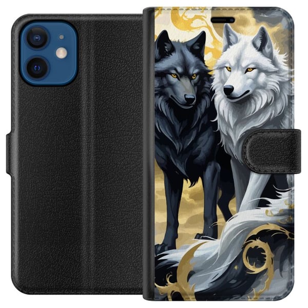Kompatibelt Lommeboketui til Apple iPhone 12 Ulver i månen