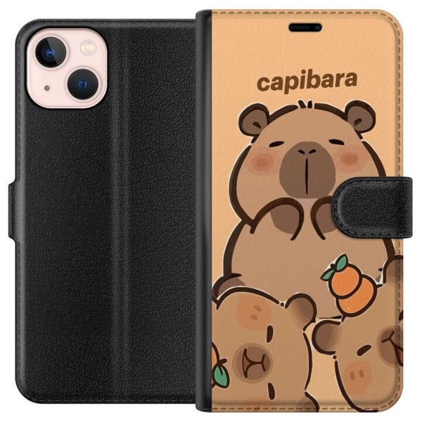 Kompatibelt Plånboksfodral till Apple iPhone 13 mini Capybara kawaii söt figur samlarobjekt