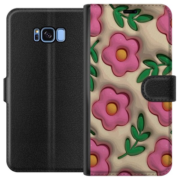 Kompatibelt Plånboksfodral till Samsung Galaxy S8 Bubbliga Blommor Kompatibelt Plånboksfodral till Samsung Galaxy S8 Bubbliga Blommor