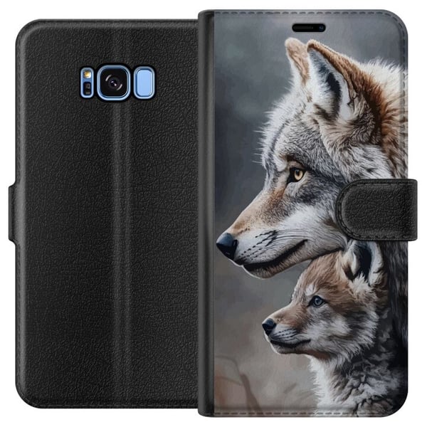 Kompatibelt Plånboksfodral till Samsung Galaxy S8 Wolves Wild Nature Animal Mystic