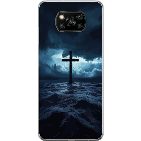 Kompatibel Mobilcover til Xiaomi Poco X3 NFC Kors i stormfuldt hav dramatisk kristent maleri med kors og bølger religiøst motiv ocean himmel tro kuns