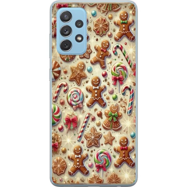 Kompatibelt Mobildeksel til Samsung Galaxy A52 5G Julemotivillustrasjon – polkagriser, pepperkaker og fargerikt julegodteri Kompatibelt Mobildeksel til Samsung Galaxy A52 5G Julemotivillustrasjon – polkagriser, pepperkaker og fargerikt julegodteri