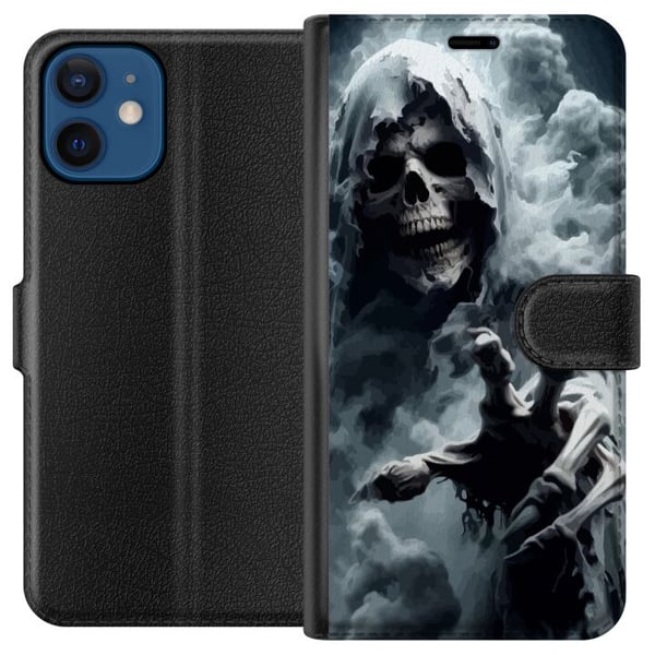 Yhteensopiva Lompakkokotelo Apple iPhone 12 mini kuolema viikatemies juliste pääkallo pääkallo kauhu kauhu tumma aave aave pelottava sumu tumma desig