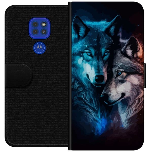 Kompatibel Tegnebogsetui til Motorola Moto G9 Play Ulve om natten
