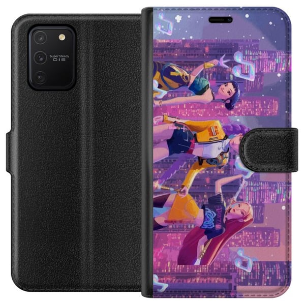 Kompatibelt Lommeboketui til Samsung Galaxy S10 Lite Futuristisk K-pop-jentegruppe fra Demon Hunters i en neonby med popkultur og mørk fantasy-stemni Kompatibelt Lommeboketui til Samsung Galaxy S10 Lite Futuristisk K-pop-jentegruppe fra Demon Hunters i en neonby med popkultur og mørk fantasy-stemni