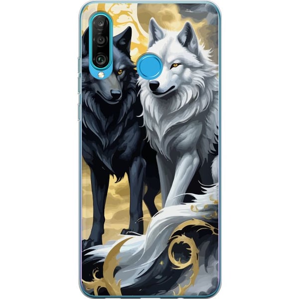 Kompatibel Mobilcover til Huawei P30 lite Ulve i månen
