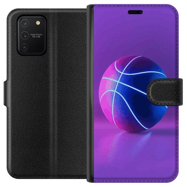 Kompatibelt Lommeboketui til Samsung Galaxy S10 Lite Basketballplakat neon basketball sport glødende lilla blå retrobane idrettsutøver sportsdesign k Kompatibelt Lommeboketui til Samsung Galaxy S10 Lite Basketballplakat neon basketball sport glødende lilla blå retrobane idrettsutøver sportsdesign k
