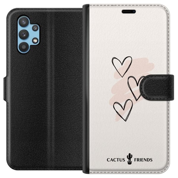 Kompatibelt Plånboksfodral till Samsung Galaxy A32 5G Cactus and Friends - Soft Romance Sketch Kompatibelt Plånboksfodral till Samsung Galaxy A32 5G Cactus and Friends - Soft Romance Sketch