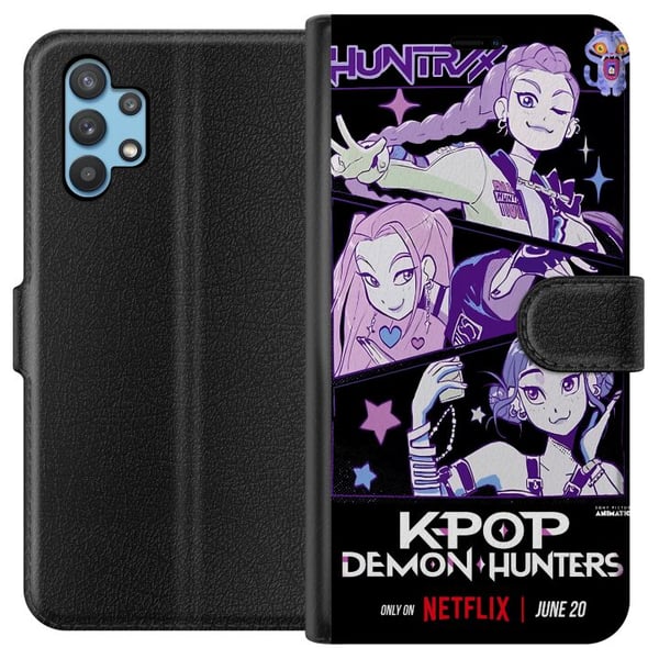 Kompatibelt Plånboksfodral till Samsung Galaxy A32 5G Kpop Demon Hunters Huntrix Stars Mira Zoey Rumi Purple Idol Glow