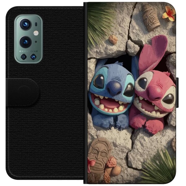 Kompatibelt Lommeboketui til OnePlus 9 Pro Stitch Angel Lilo & Stitch Motiv Disney Kjærlighet Seriefigur Populær Blå Alien Morsom Disneyfilm