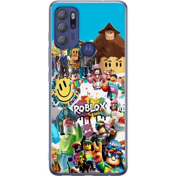 Kompatibel Mobilcover til Motorola Moto G60S Roblox Party farverigt motiv med spilfigurer og gamingenergi til alle fans