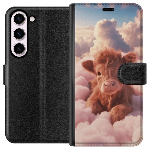 Kompatibel Tegnebogsetui til Samsung Galaxy S23 Sød kalv blandt skyer drømmeagtigt rosa design med bløde farver varm følelse af ro tryghed glæde og f Kompatibel Tegnebogsetui til Samsung Galaxy S23 Sød kalv blandt skyer drømmeagtigt rosa design med bløde farver varm følelse af ro tryghed glæde og f