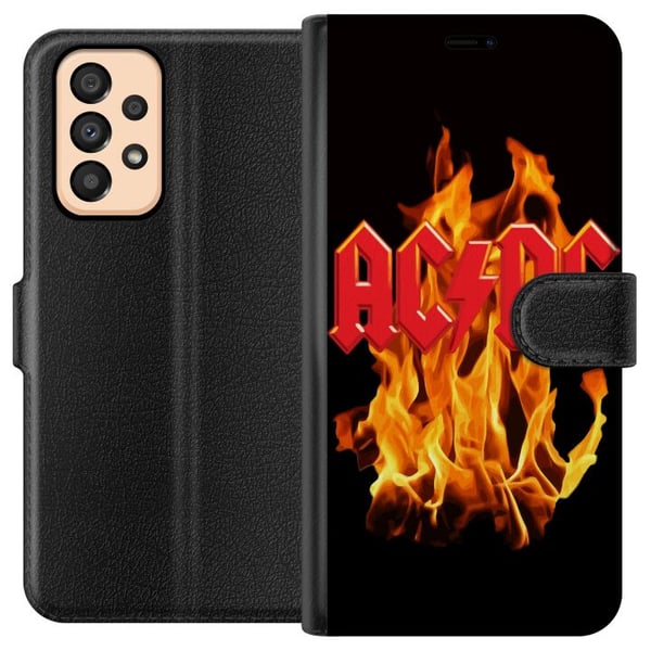 Yhteensopiva Lompakkokotelo Samsung Galaxy A33 5G ACDC Flames Rockmusiikkiyhtye Kitara