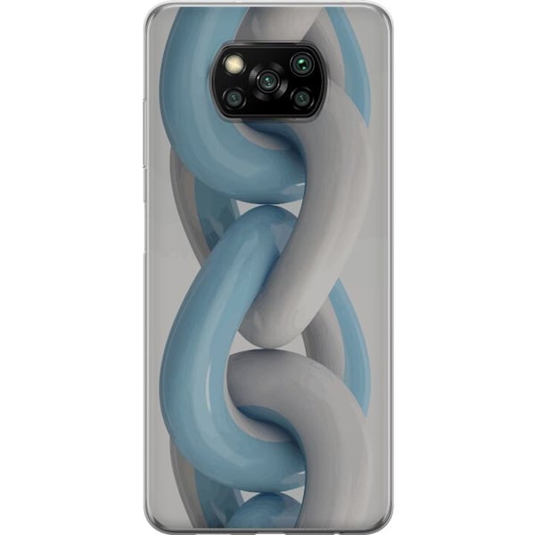 Kompatibel Mobilcover til Xiaomi Poco X3 NFC Blåt kædedesign i metallisk tone, moderne industriel stil med dybde og en tredimensionel følelse