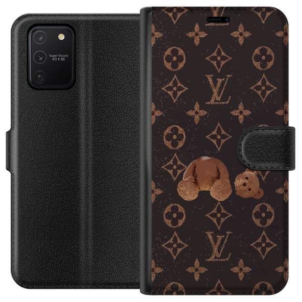 Kompatibelt Lommeboketui til Samsung Galaxy S10 Lite Luksuriøst monogrammønster med ødelagt bamse i mørk, moteinspirert estetikk Kompatibelt Lommeboketui til Samsung Galaxy S10 Lite Luksuriøst monogrammønster med ødelagt bamse i mørk, moteinspirert estetikk