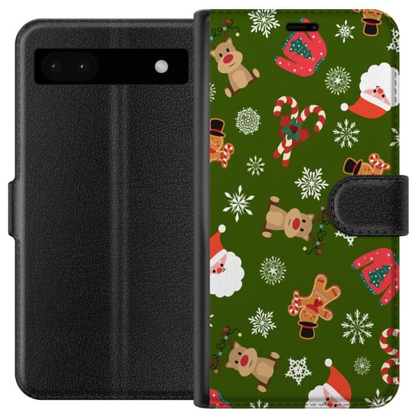 Yhteensopiva Lompakkokotelo Google Pixel 6a Vihreä Joulukuviointi