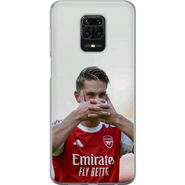 Kompatibelt Mobildeksel til Xiaomi Redmi Note 9S Martin Ødegaard kunst – Nærbildeillustrasjon i Arsenal-drakt