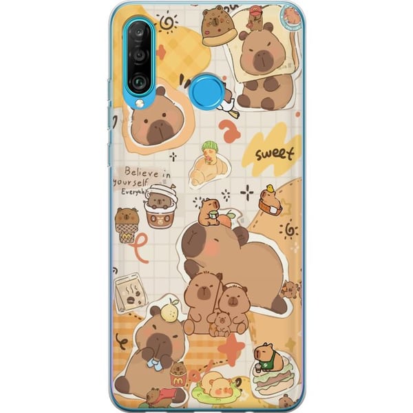 Kompatibelt Mobilskal till Huawei P30 lite Kawaii capybara mobilskal med gulliga djurmotiv