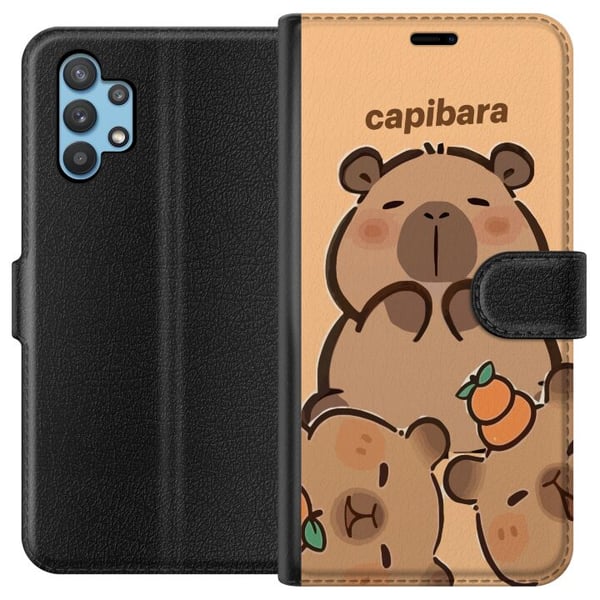 Kompatibelt Plånboksfodral till Samsung Galaxy A32 5G Capybara kawaii söt figur samlarobjekt