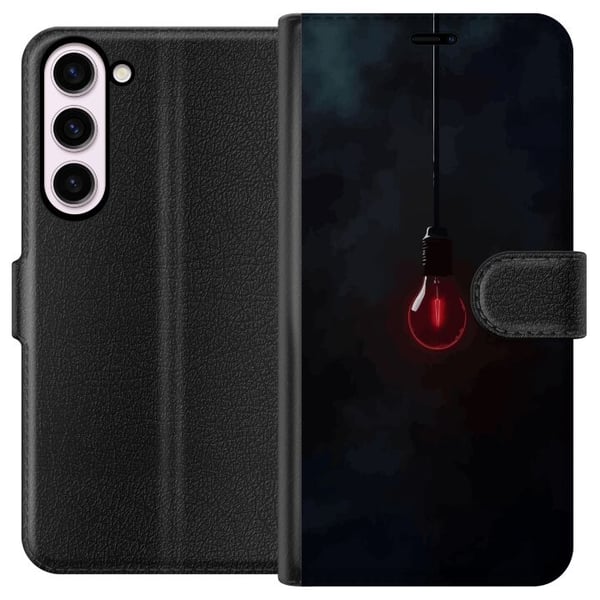 Kompatibelt Lommeboketui til Samsung Galaxy S23+ Mørkerød lyspære i mørkt miljø, elegant futuristisk design med kunstnerisk touch for deg som liker m