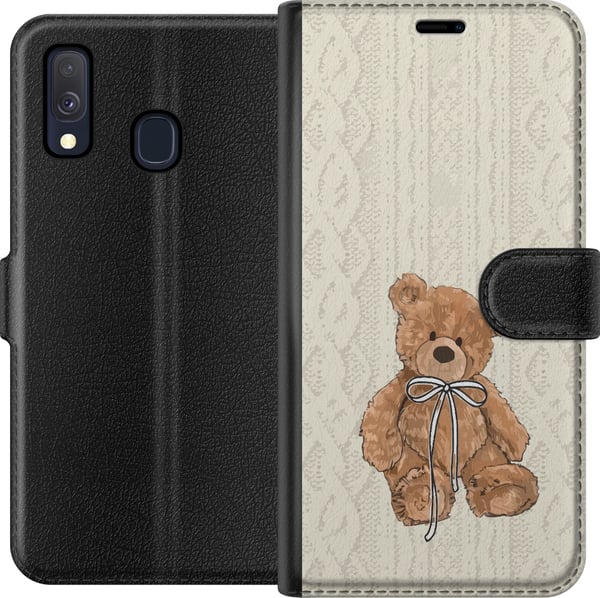 Kompatibelt Plånboksfodral till Samsung Galaxy A40 Liten Nalle – klassisk nalle i enkel design