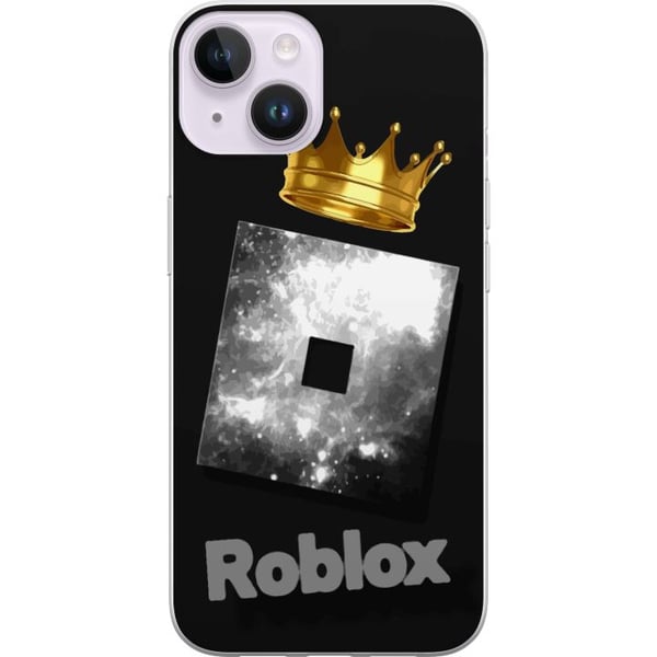 Yhteensopiva Puhelinkuori Apple iPhone 14 Plus Minimalistinen Roblox-symboli mustana ja hopeisena, kultaisella kruunulla ja ylellisellä pelaajaesteti