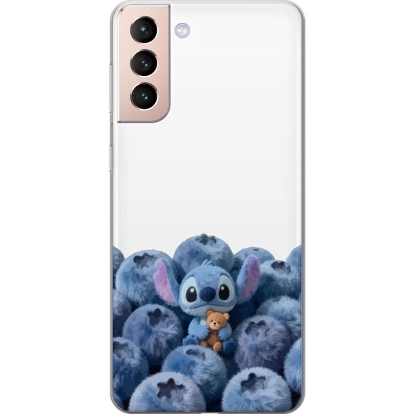Kompatibelt Mobildeksel til Samsung Galaxy S21 Søt blå karakter blant blåbær med en teddybjørn i en myk og leken illustrasjon for barnerom Kompatibelt Mobildeksel til Samsung Galaxy S21 Søt blå karakter blant blåbær med en teddybjørn i en myk og leken illustrasjon for barnerom