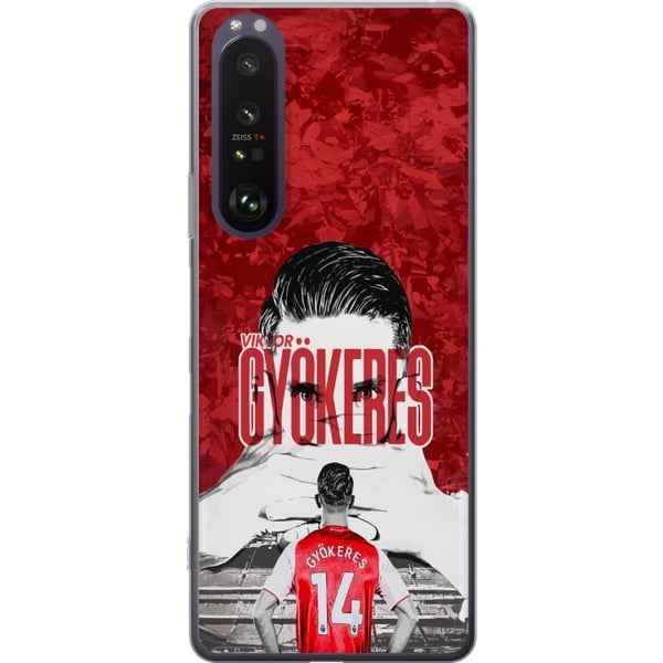 Kompatibel Mobilcover til Sony Xperia 1 III Viktor Gyökeres' kraftfulde fodboldmotiv i rød tone med energi og passion