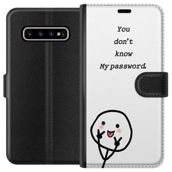 Kompatibelt Plånboksfodral till Samsung Galaxy S10+ You Don’t Know My Password – edgy textmotiv med attityd