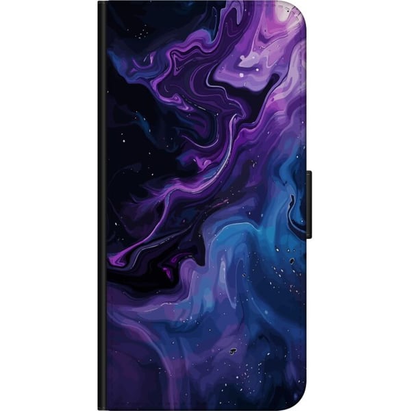 Kompatibelt Lommeboketui til OnePlus 9 Pro Abstrakt flytende marmormønster i lilla og blå toner med en kosmisk følelse, myke former og dyp visuell be