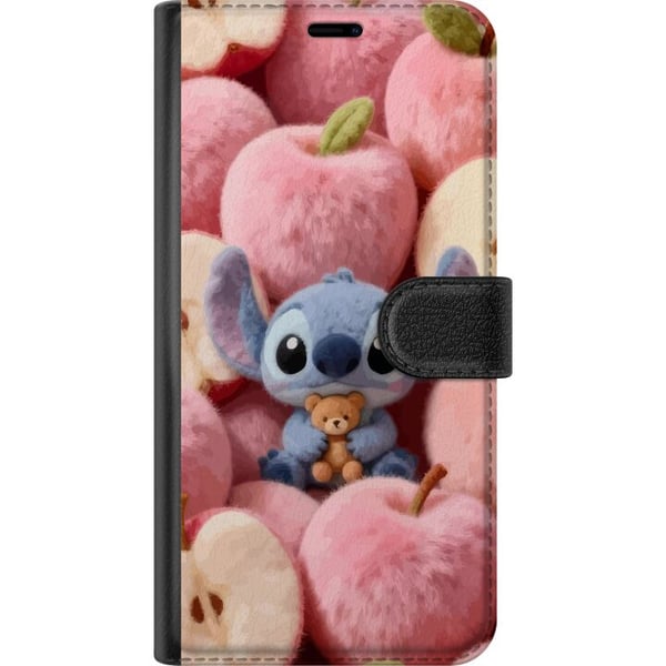 Kompatibelt Lommeboketui til Samsung Galaxy A20e Stitch i fluffy rosa epler med liten teddybjørn i sjarmerende kawaii-estetikk