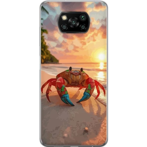 Kompatibel Mobilcover til Xiaomi Poco X3 NFC Tropisk strandkrabbe farverigt design med solnedgang hav bølger og varm feriestemning inspireret af trop