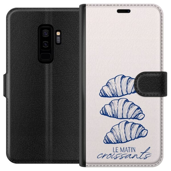 Kompatibelt Plånboksfodral till Samsung Galaxy S9+ Franska morgnar med nybakta croissanter Kompatibelt Plånboksfodral till Samsung Galaxy S9+ Franska morgnar med nybakta croissanter
