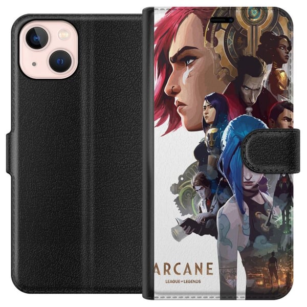 Kompatibelt Lommeboketui til Apple iPhone 13 mini Arcane LoL-plakat League of Legends Netflix-anime Jinx Vi spillkarakterer fanart fantasykunst Kompatibelt Lommeboketui til Apple iPhone 13 mini Arcane LoL-plakat League of Legends Netflix-anime Jinx Vi spillkarakterer fanart fantasykunst