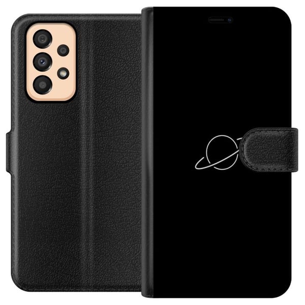 Yhteensopiva Lompakkokotelo Samsung Galaxy A33 5G Saturnus-planeettidesign avaruusteemalla ja tähtien valolla – tyylikäs kuosi, joka tuo mieleen univ