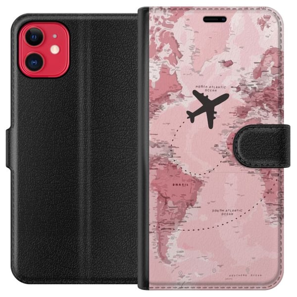 Kompatibel Tegnebogsetui til Apple iPhone 11 Rejse flyvemaskine lyserødt verdenskort – rejse- og eventyrdesign med flyvemaskine over lyserødt verdens Kompatibel Tegnebogsetui til Apple iPhone 11 Rejse flyvemaskine lyserødt verdenskort – rejse- og eventyrdesign med flyvemaskine over lyserødt verdens