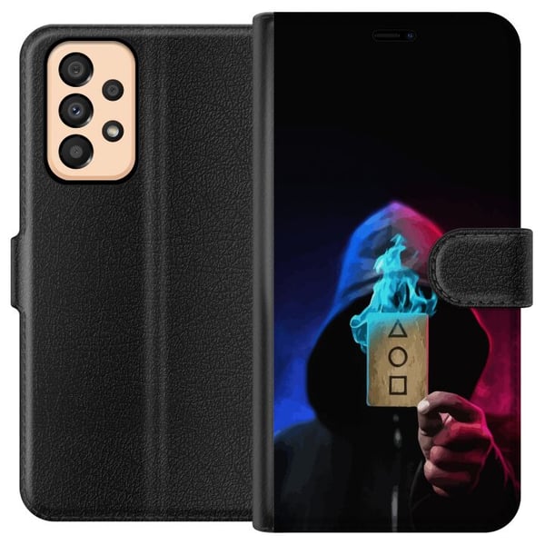 Yhteensopiva Lompakkokotelo Samsung Galaxy A33 5G Squid Game juliste Netflix korealainen sarja selviytymisdraama naamio kortti hupullinen retrodesign