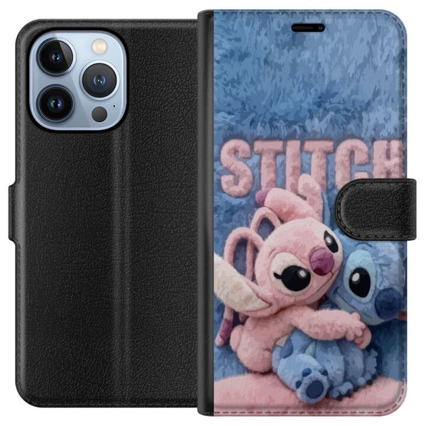 Kompatibelt Lommeboketui til Apple iPhone 13 Pro De lodne Stitch og Angel klemmer hverandre på et mykt, pelsaktig underlag med pastellfarger som skap