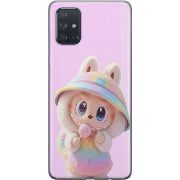 Kompatibel Mobilcover til Samsung Galaxy A71 Rainbow Bunny Cutie – sødt motiv med pastelfarver og sød figur i hættetrøje