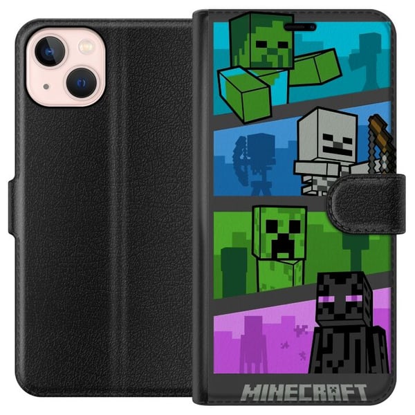 Kompatibelt Plånboksfodral till Apple iPhone 13 mini Minecraft Kompatibelt Plånboksfodral till Apple iPhone 13 mini Minecraft