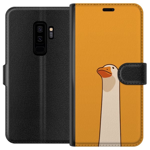 Kompatibelt Plånboksfodral till Samsung Galaxy S9+ Minimalistisk gåsillustration på varm gul bakgrund – humoristisk djurdesign i modern och lugn cart Kompatibelt Plånboksfodral till Samsung Galaxy S9+ Minimalistisk gåsillustration på varm gul bakgrund – humoristisk djurdesign i modern och lugn cart