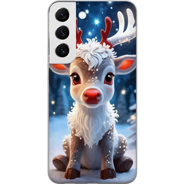 Kompatibelt Mobilskal till Samsung Galaxy S22 5G Söt ren vinter julmotiv kawaii reindeer snow lights bright magical christmas cute holiday poster