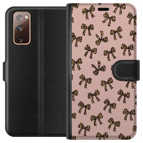 Kompatibelt Lommeboketui til Samsung Galaxy S20 FE Leopardmønstrede sløyfer rosa bakgrunn mote jentete søt retro mønster mote mønster stilig dekor