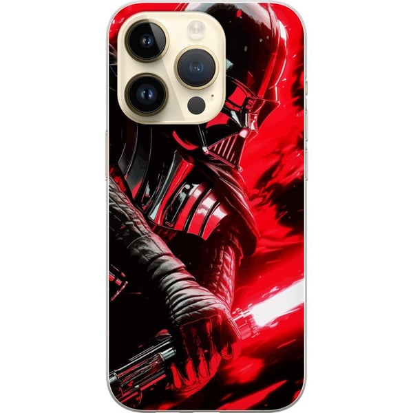 Kompatibel Mobilcover til Apple iPhone 14 Pro Darth Vader med rødt lyssværd kraftfuldt futuristisk design inspireret af galaksens mørke side